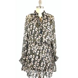 JANE WOOD L/S High Neck Sheer Sheath Dress